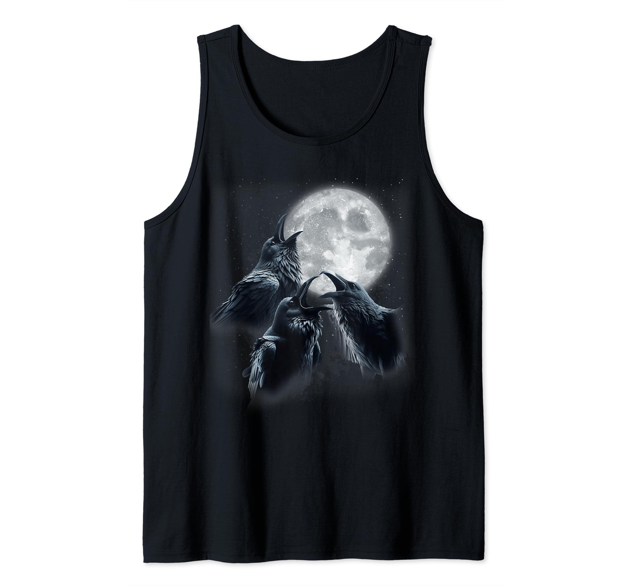 3 Black Raven Howling At The Moon Funny Crow Raven Bird Kids Tank Top