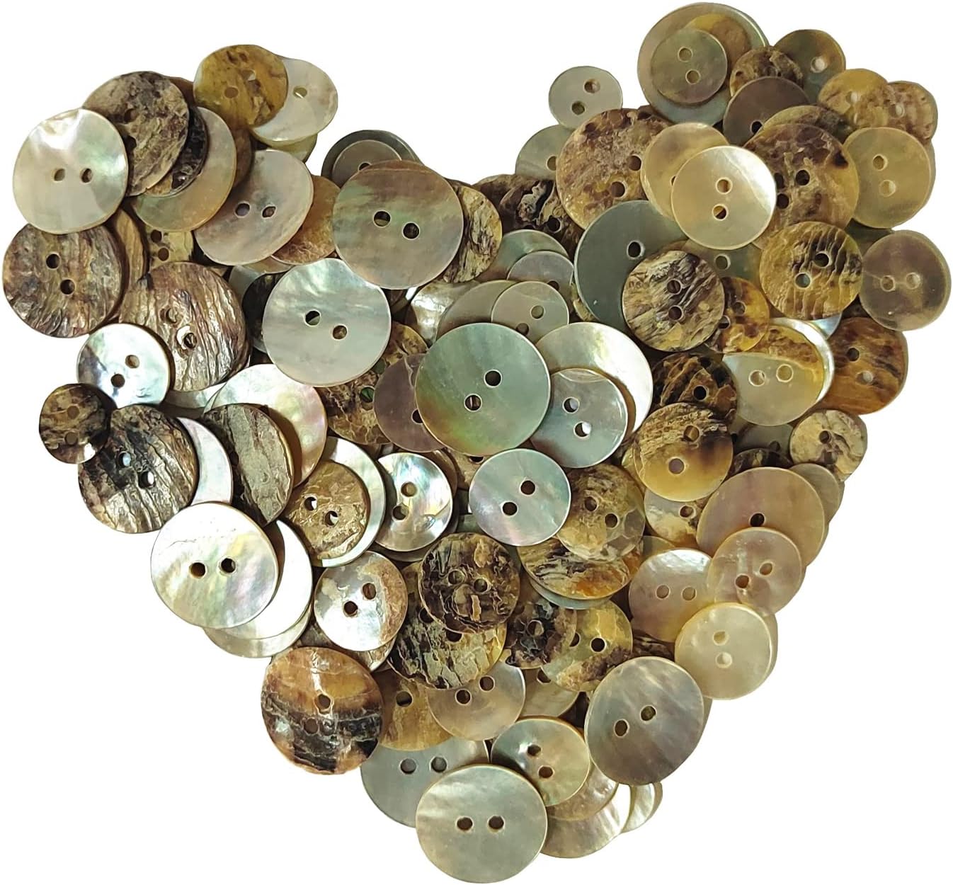 200 Pcs Shell Buttons for Sewing, Mixed Size Round Shaped Shell Buttons for Scrapbook Decoration, Knitting, Crochet, Crafts DIY, Clothes Sewing, Coat, Outfit - 3/8" (9mm) 7/16" (11mm) 5/8" (15mm)