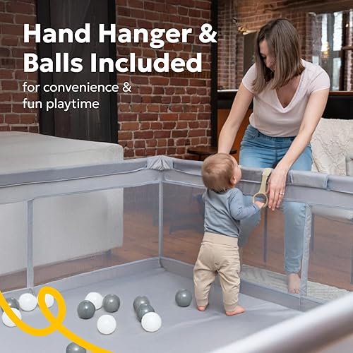 Miniatura 8 de MioTetto Corralito grande para bebés Corralito portátil para bebés y niños pequeños con puerta y malla transpirable Patio de juegos para bebés en