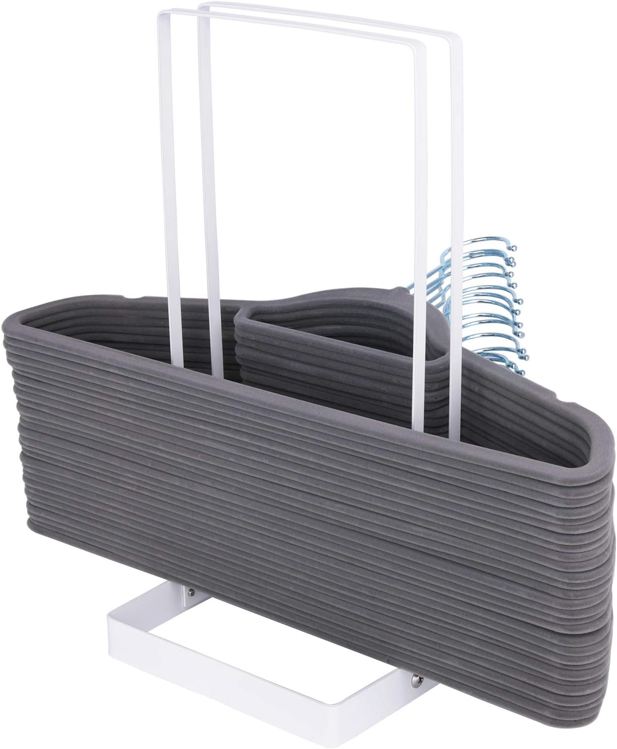 Hanger Storage Organizer, 110 Wire Clothes Hanger Holder, Hanger Stacker Rack for Laundry Closet, Hanger Caddy Stand for Adult or Child Clothes Hangers White