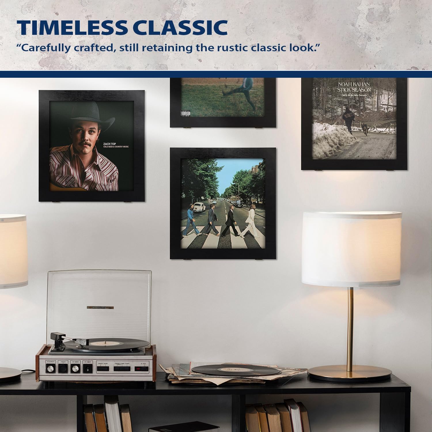 3-Pack Vinyl Record Frame Display for 12x12 Inch, Front Opening Vinyl Record Storage Display, Record Holder for The Wall, LP Cover Display (Black, 3 Pack)