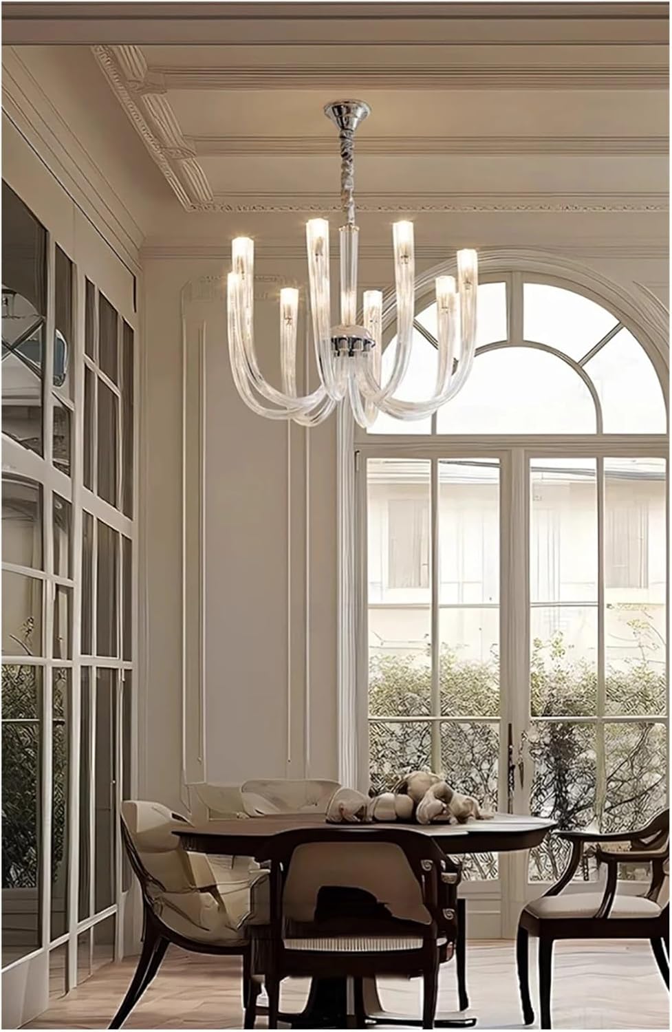 Curved Glass Ceiling Chandelier Led Home Decoration Living Room Dining Room Luxury Candle Hanging Lamp,luminaire