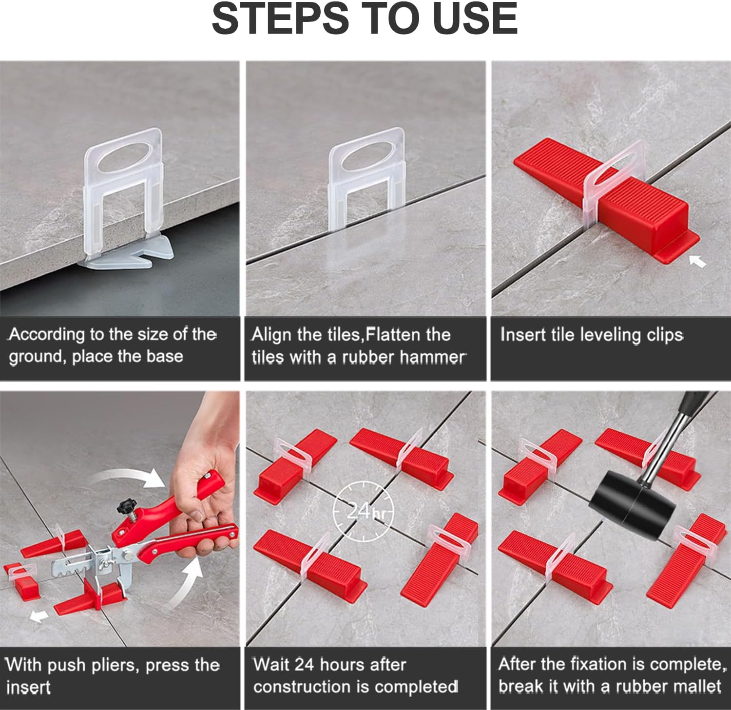 Tile Leveling System 2500 Piece 1/16" tile Clips, Tile Leveler Clips Tools for Floor Wall Ceramic Stone and Porcelain Tile Installation