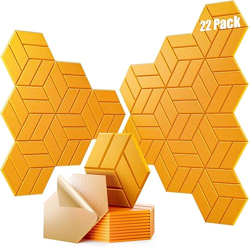 Miniatura 35 de 12 paneles acústicos autoadhesivos, paneles de espuma a prueba de sonido de 12 x 10 x 0.4 pulgadas para paredes, paneles de pared hexagonales
