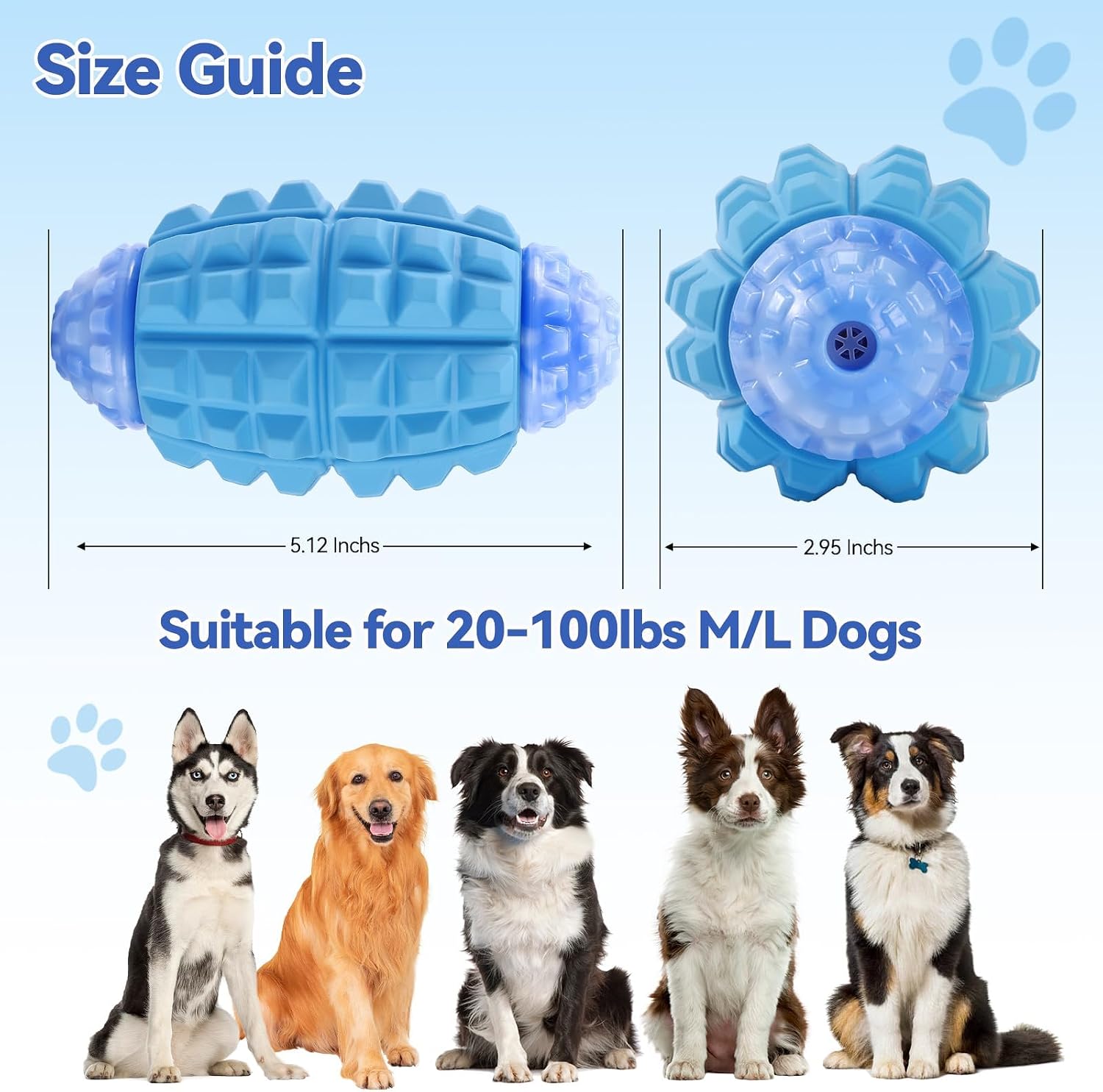 YINEYA Tough Dog Toys for Aggressive Chewers, Durable Dog Chew Toys for Medium & Large Breeds, Squeaker Indestructible Dog Toy to Keep Them Busy, Dark Blue