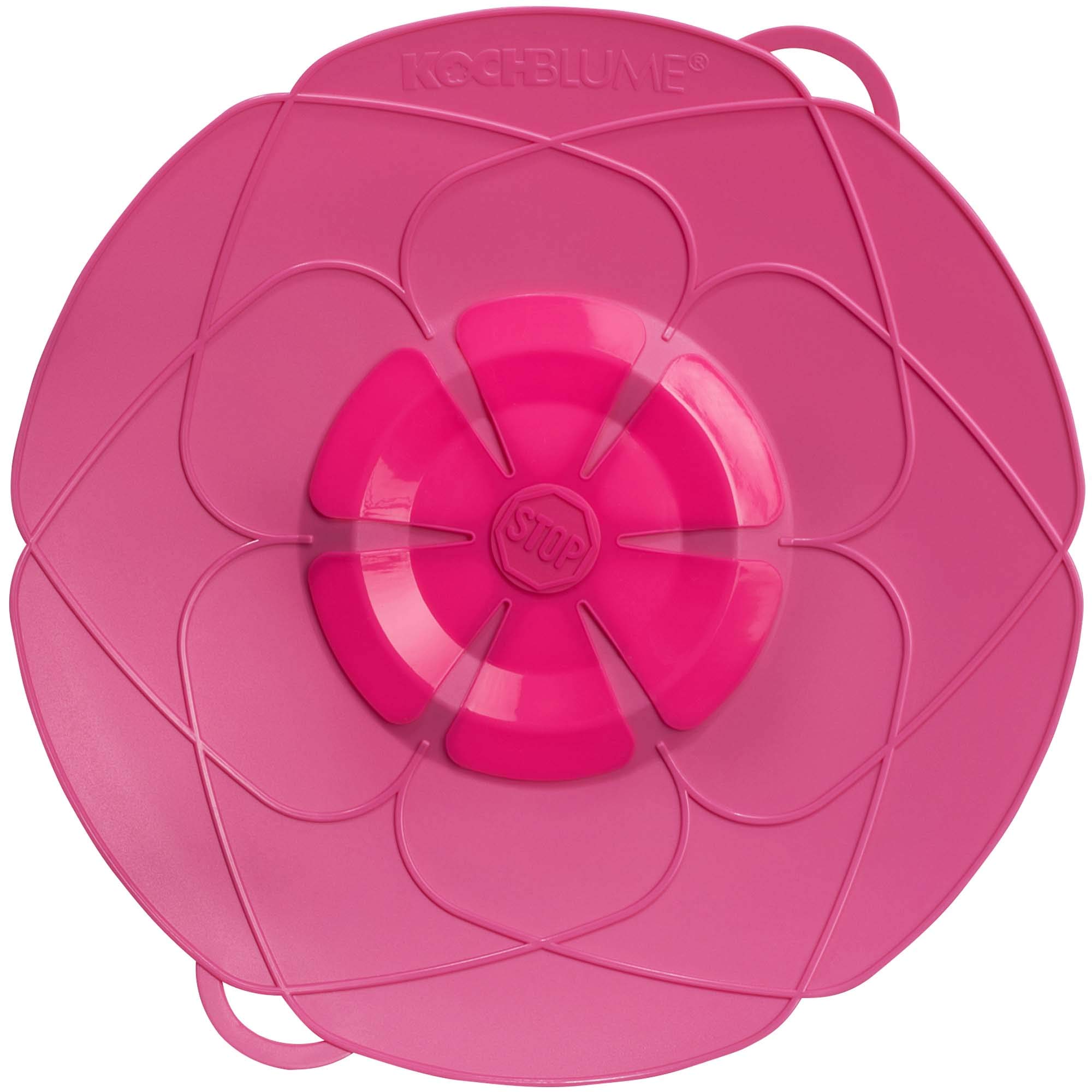 Kochblume Pink The Original, Silicone Boil Over Protector For Pots And Pans, Microwave Lid, Splash Guard And Steamer Attachment (, L, Pot Size 14-24 Cm)
