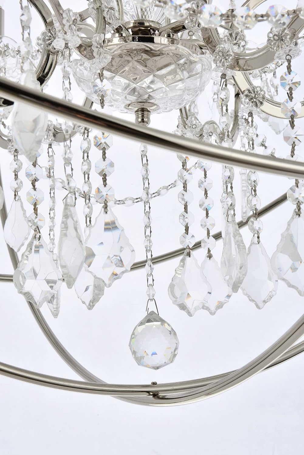 Elegant Lighting Geneva Collection 1130D32PN/RC 6-Light Pendant Lamp with Royal Cut Crystals, Polished Nickel Finish