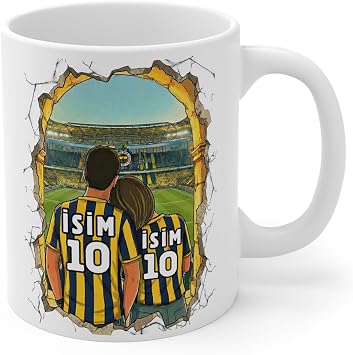 Sar  Lacivert Sevgililere  zel Kupa Bardak - Taraftar Kupa Bardak - Ki iye  zel Sar  Lacivert Hediye Mug Tema 1, Beyaz