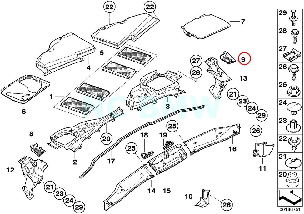 Genuine BMW E81 E82 Cowl Drain Guard Leaf Grill RIght OEM 64319267638