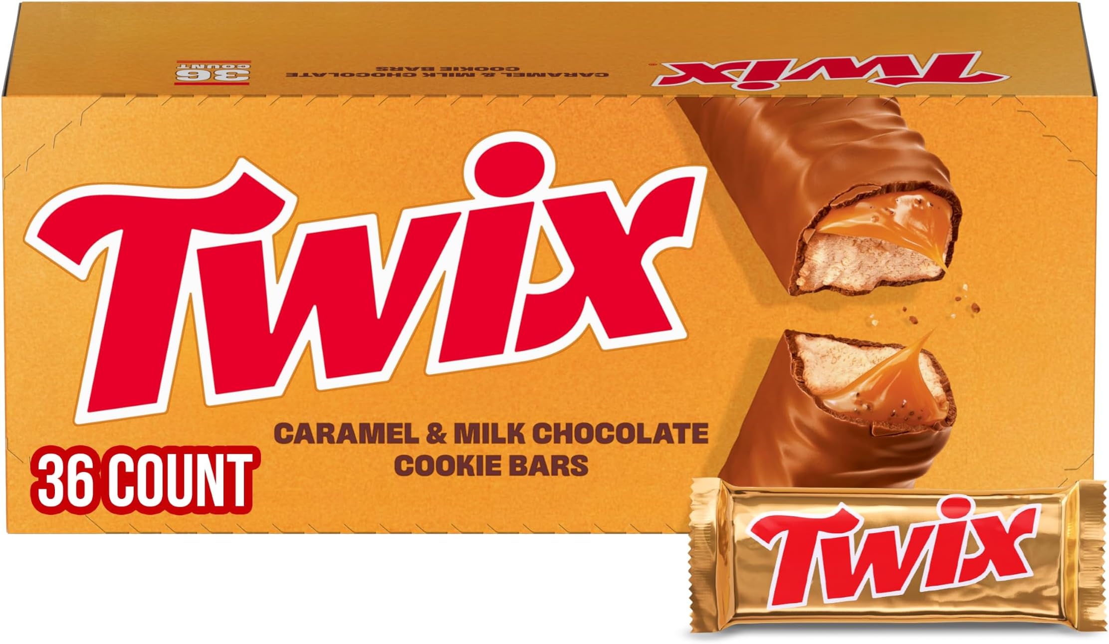 TWIX キャラメル シングル サイズ チョコレート クッキー棒キャンディ 1.79 オンス バー 36 カウント ボックス TWIX Caramel Singles Size Chocolate Cookie Bar Candy 1.79-Ounce Bar 36-Count Box 海外直送