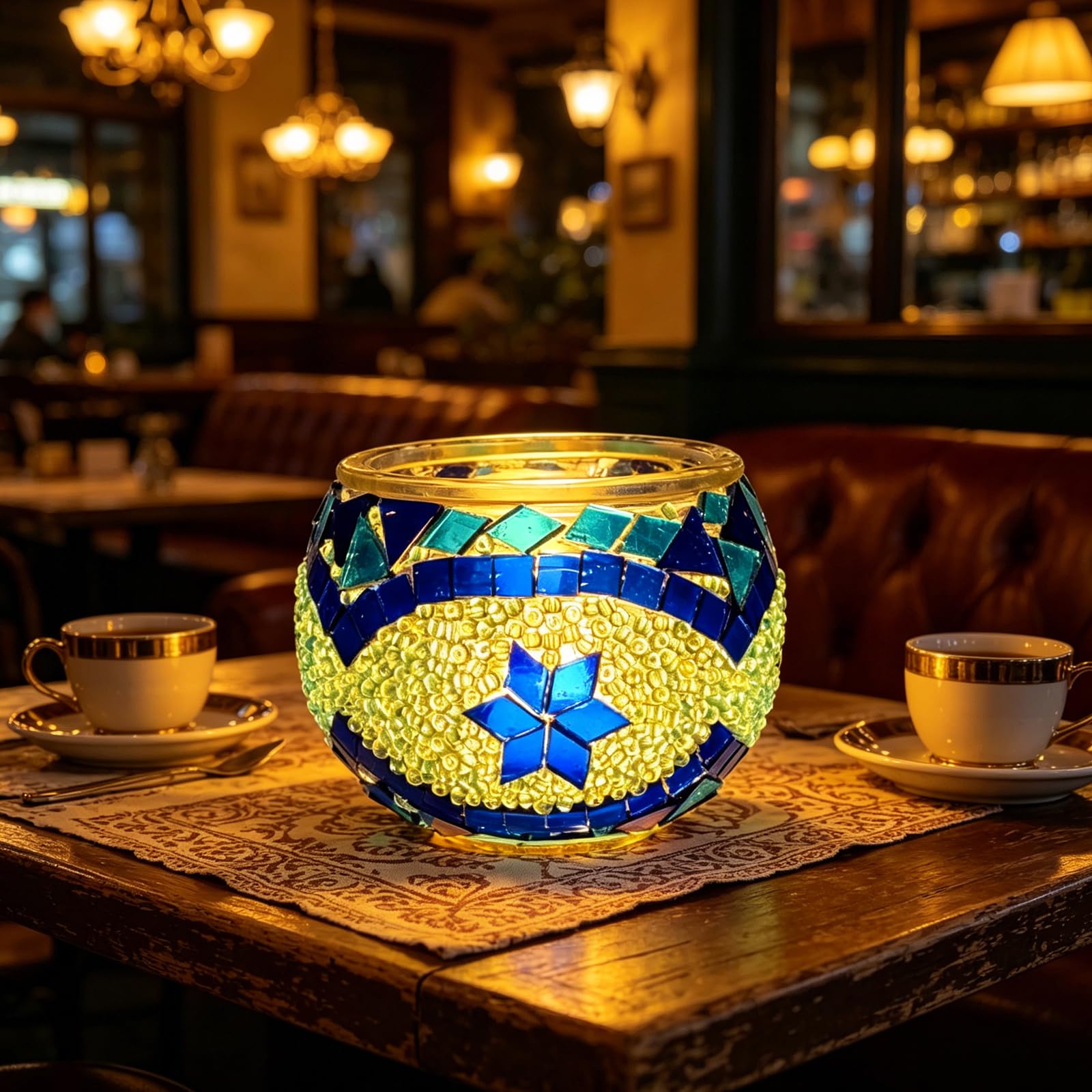 shulovehua Turkish Mosaic Lamp Handmade Glass Colorful Round DIY Kit Night Light Romantic Ambient for Flower Shop Garden Living Room Bedroom Decor Parent Child Handmade Activity