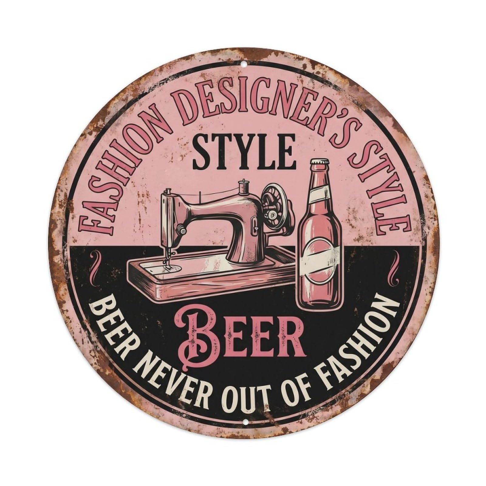 Retro Bar Style Fashion Stylish Patio Beer Metal Tin Sign Plaque Wall Decor for Cafe, Club, Garden Round Metal Poster 8x8Inch