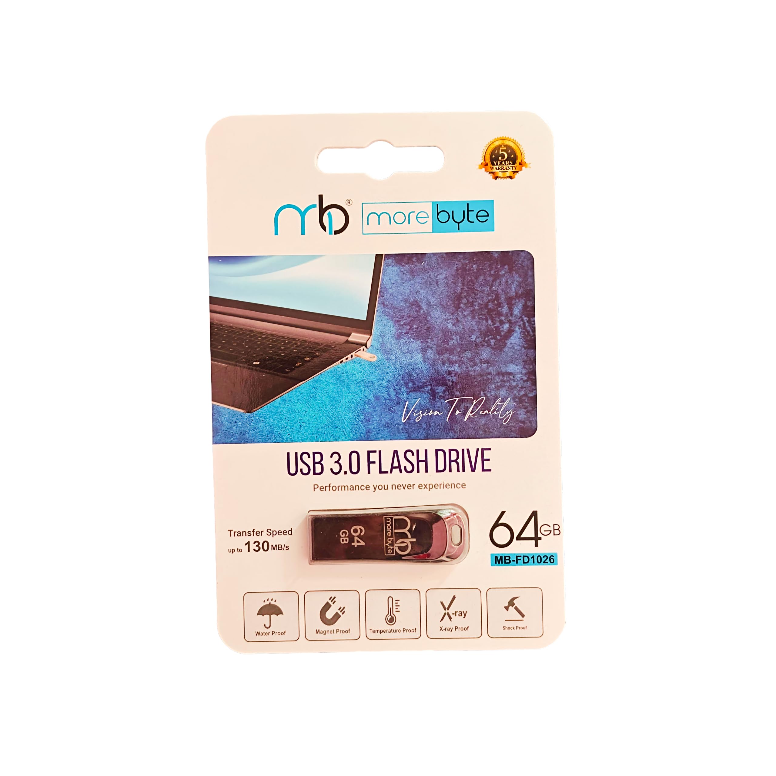 MoreByte USB 3.0 Flash Drive 64GB MB-FD1021 | 130 MB/s Transfer Speed, Water & Shock Proof, Magnet & X-ray Proof, Temperature Resistant.-image-8
