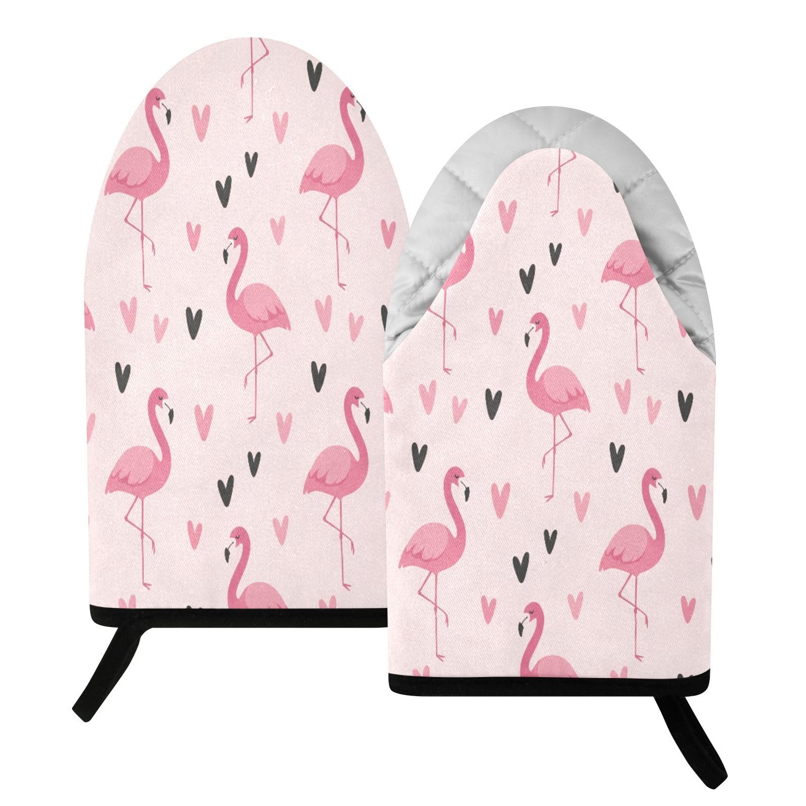 BURSTDDY Flamingo Oven Mitt,Heat Resistant Kitchen Mitts for Cooking