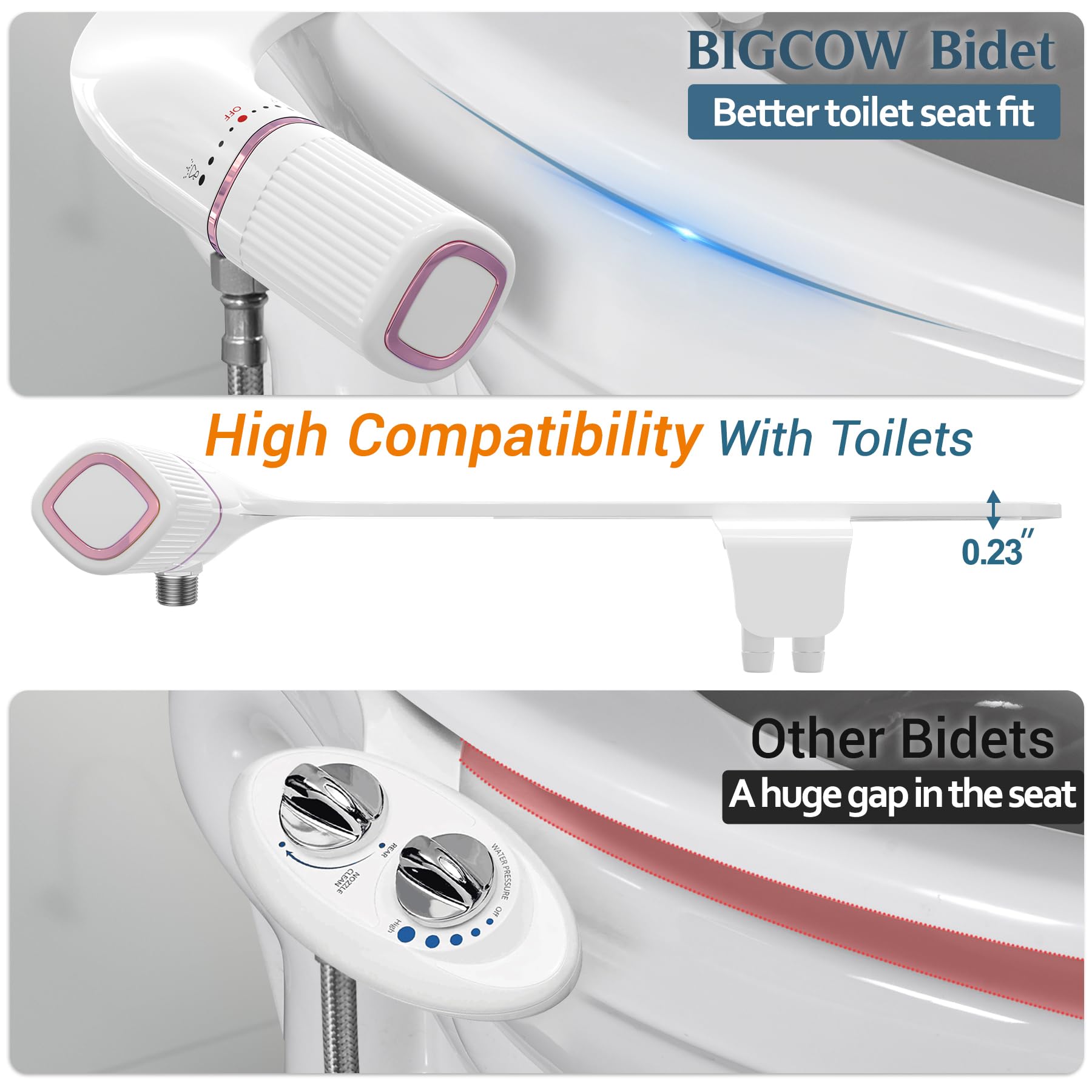 Bidet Toilette WC , Cuvettes Toilette Japonaise Pulvérisateur Bidet Non Electrique Bidet Avec Double Buses Retractables Autonettoyantes Fixation De Bidet Ultra Mince 88699643