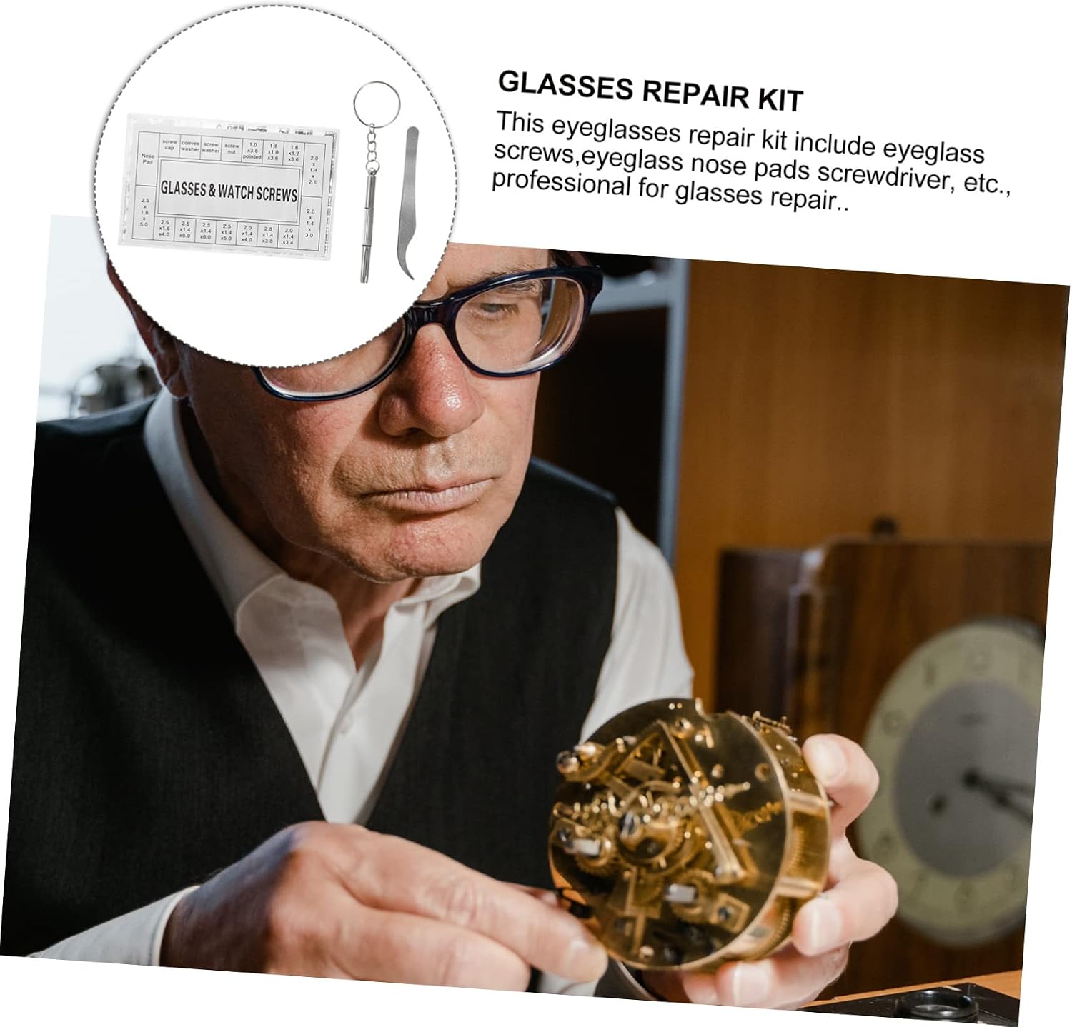 ULTECHNOVO 18grids Eyeglass Repair Kit Precision Screwdrivers Glasses Tool Set for Easy Eyewear Fixes Components for Sunglasses and Optical Repairs