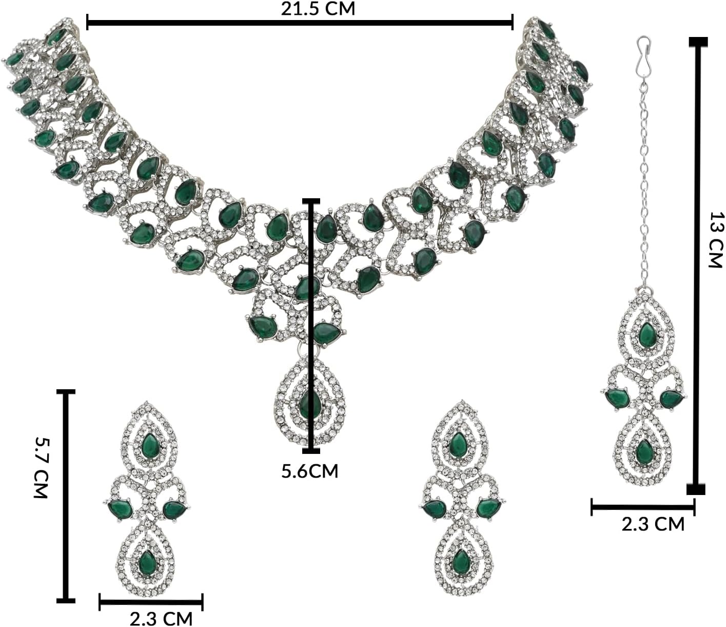 I Jewels Silver Plated Crystal Diamond Necklace & Earrings Jewellery Set for Women