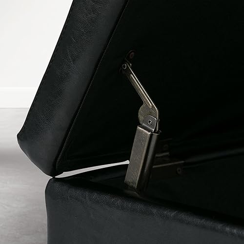 Miniatura 85 de Otomana rectangular de almacenamiento de cuero sintético Simpli Home Avalon., Madera, Gris pizarra Pizarra gris,Crema Satinado,Tanners Marrón,Negro