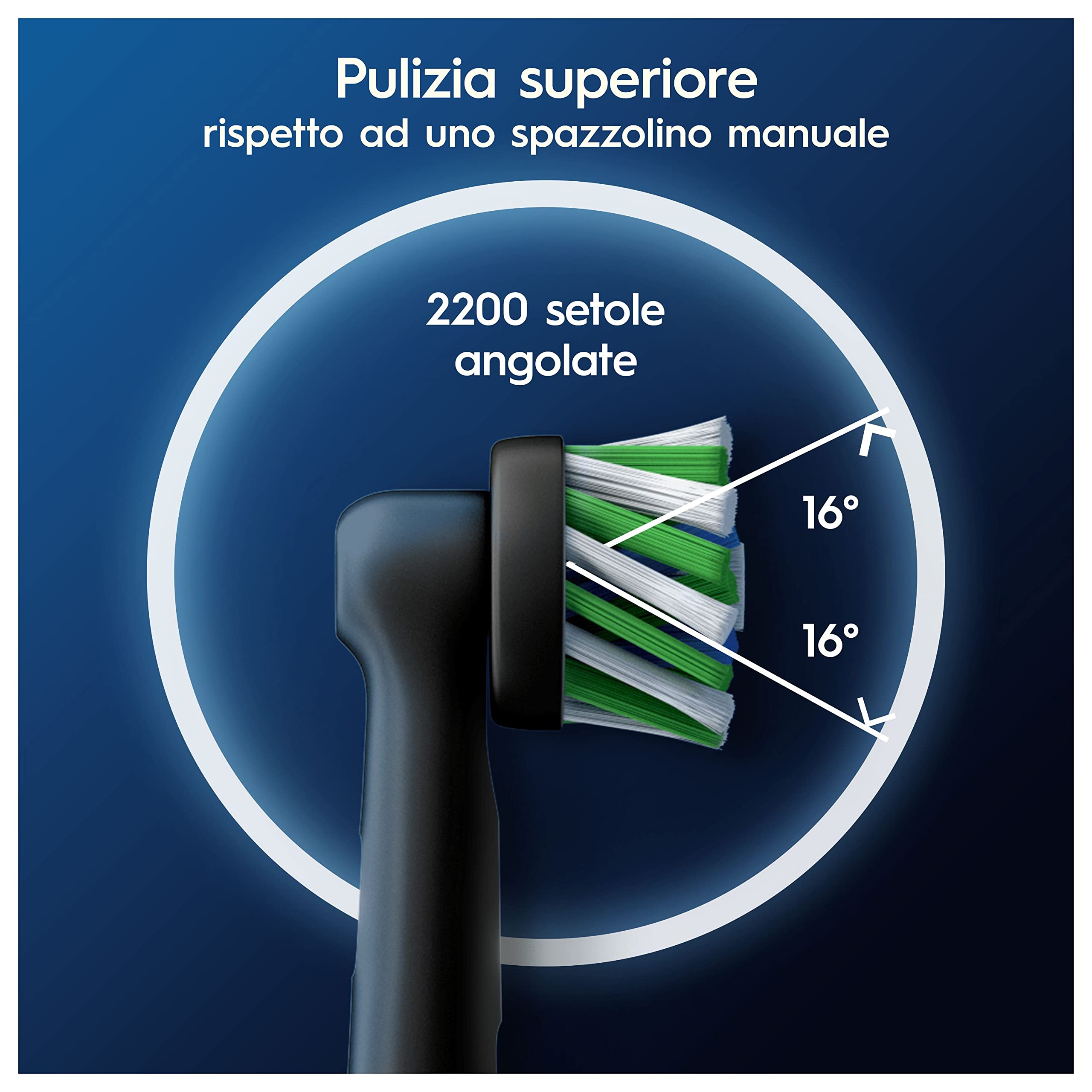Oral-B Testine Di Ricambio Pro Cross Action Black per Spazzolino Elettrico Ricaricabile Oral-B PRO, Confezione da 10 Testine di Ricambio Nere con Indicatore di Utilizzo