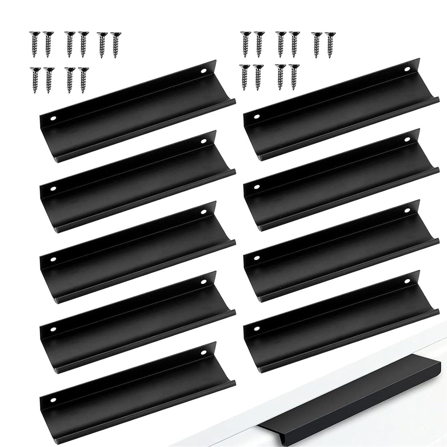 X spring Cabinet Handles, 10pcs 8cm Length, 6.4cm Screw Spacing, Easy Installation Black Cabinet Handles, Modern Aluminum Alloy Cabinet Handles, Hidden Handles for Furniture, Bedroom, Drawer
