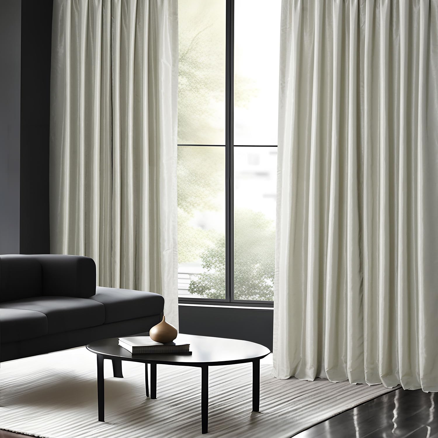 HPD Half Price Drapes Faux Dupioni Silk Curtain Vintage Textured for Room Decor 50 X 96 (1 Panel), PDCH-KBS21-96, Mist Grey - Image 4