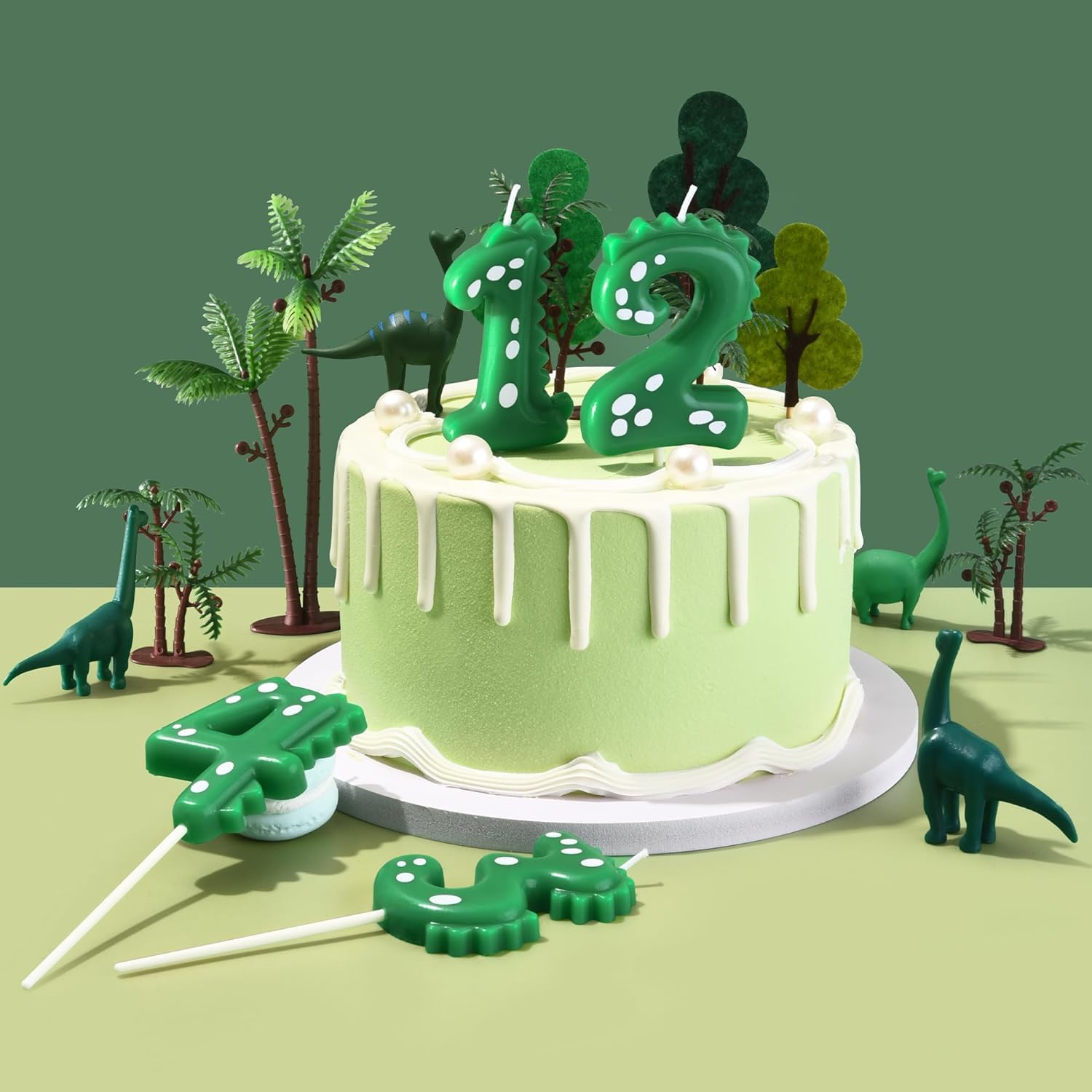 Candele di compleanno con numeri 1 dinosauro, 1 candela di compleanno 1, candela 1, verde, decorazione per torta 1 compleanno, decorazione per torta Dino, Happy Birthday Cake Topper 1 ragazzo