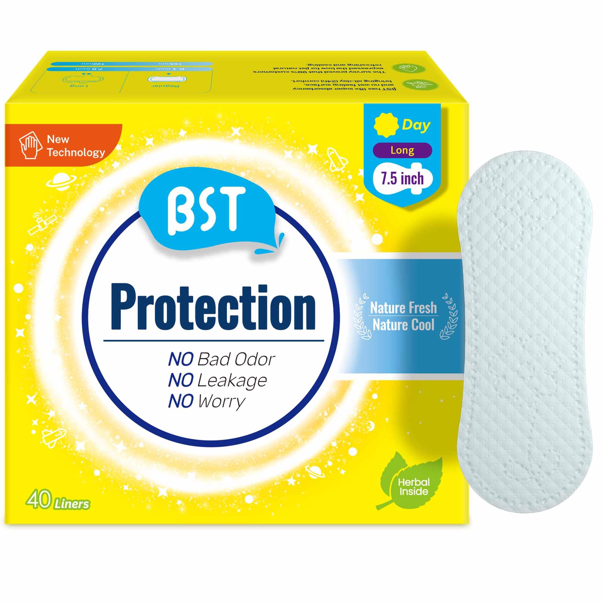 BST Natural Mint Fresh Ultra-Thin Panty Liners for Women, 40 Count