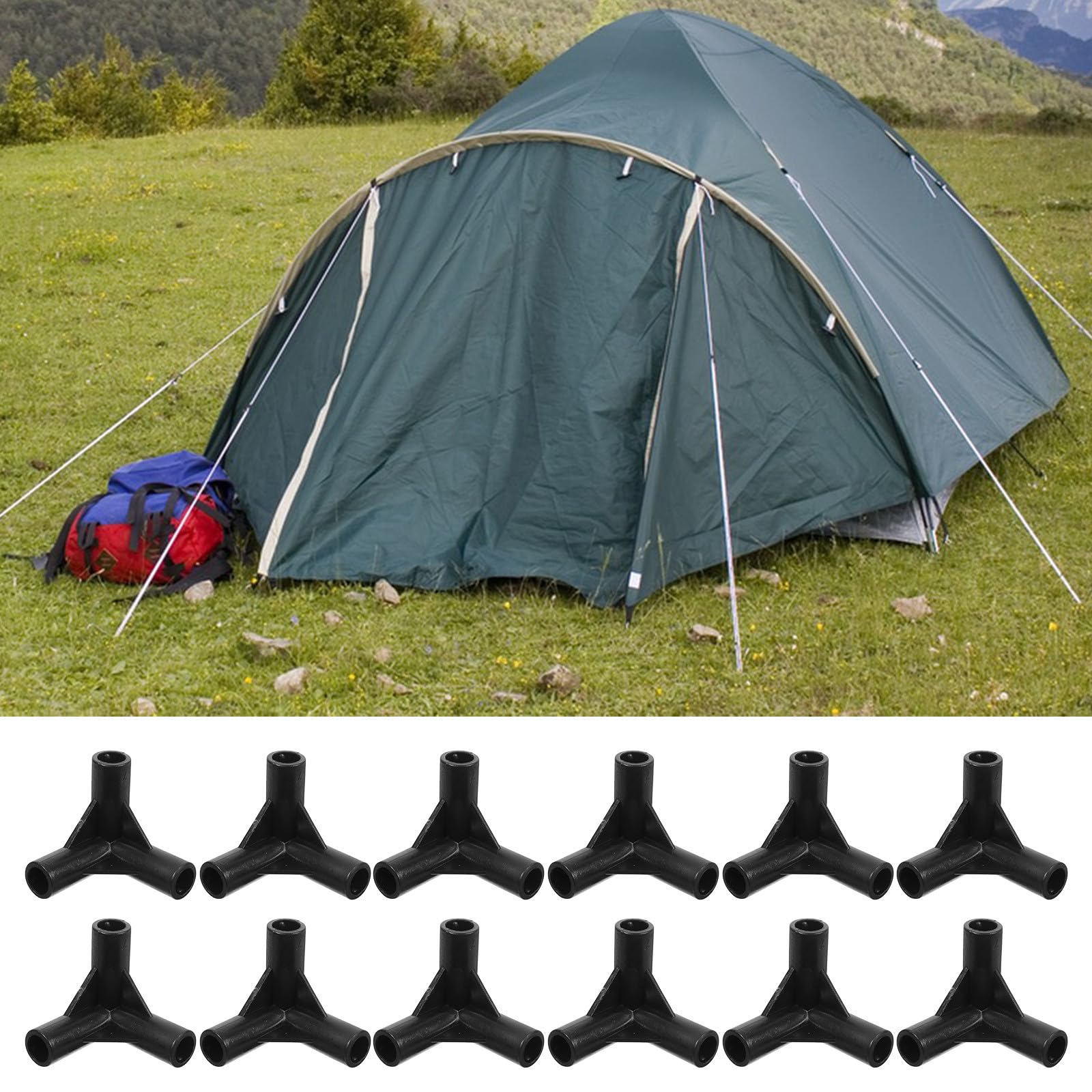 HOMSFOU Connecteurs de Tente 3 Voies en Plastique PE Noirs 24 Pièces pour Structure de Canopée Extérieure Réparation Auvent Accessories Cadre Patio Jardin