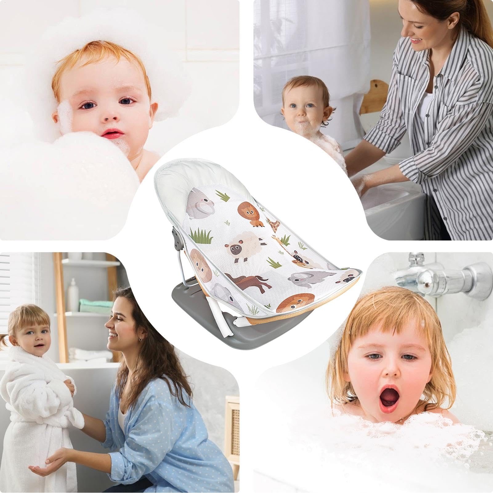 Supporto da bagno per il bambino sedile da bagno pieghevole per bagno