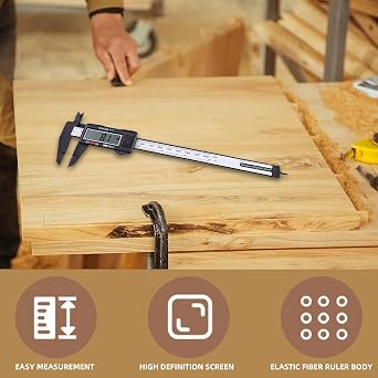 Digital Vernier Caliper, 150mm 6 Inch,Large LCD Display | Inch/Metric Conversion, 24 Cm Stainless Steel Ruler, Precision Depth Gauge,DIY, Jewelry, Woodworking & Household