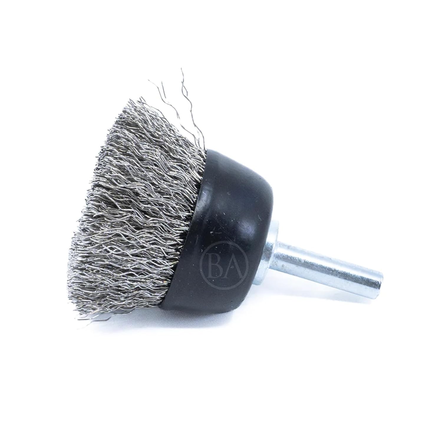 Benchmark Abrasives 1-1/2" Mounted Abrasive Crimped Wire Cup, 1/4" Shaft, Drill Brush Perfect for Rust Paint Removal Coarse Sanding Polishing Surface Prepping Stripping - Carbon Steel