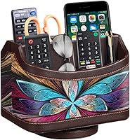 Vista 10 de PUSU - Soporte organizador de piel sintética giratorio en 360 grados para control remoto de TV, suministros de escritorio, suministros de oficina