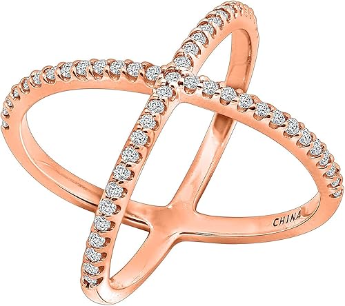 Tienda Collection Sterling Silver Made with Infinite Elements Cubic Zirconia Criss Cross Single X Ring