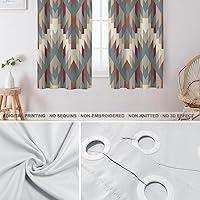Vista 103 de Shrahala Ethnic Geometric Tribal Kitchen Valances Half Window Curtain, Native American Navajo Tribal Design Print Kitchen Valance for Window Ink