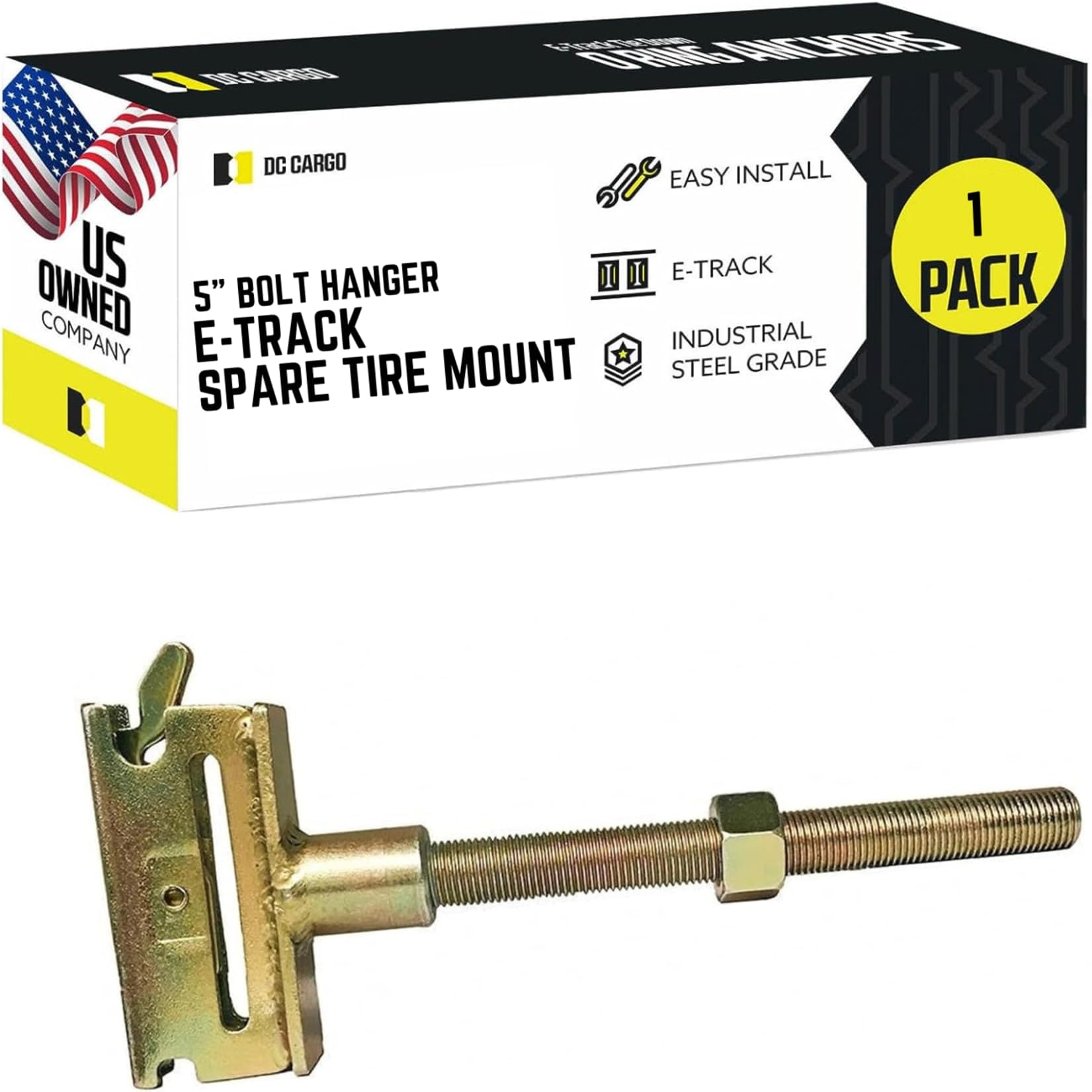 DC Cargo Mall Heavy Duty E Track Spare Tire Mount with 5” Bolt, Spare Wheel Carrier for Enclosed Trailers, Trucks, Semis, Garages