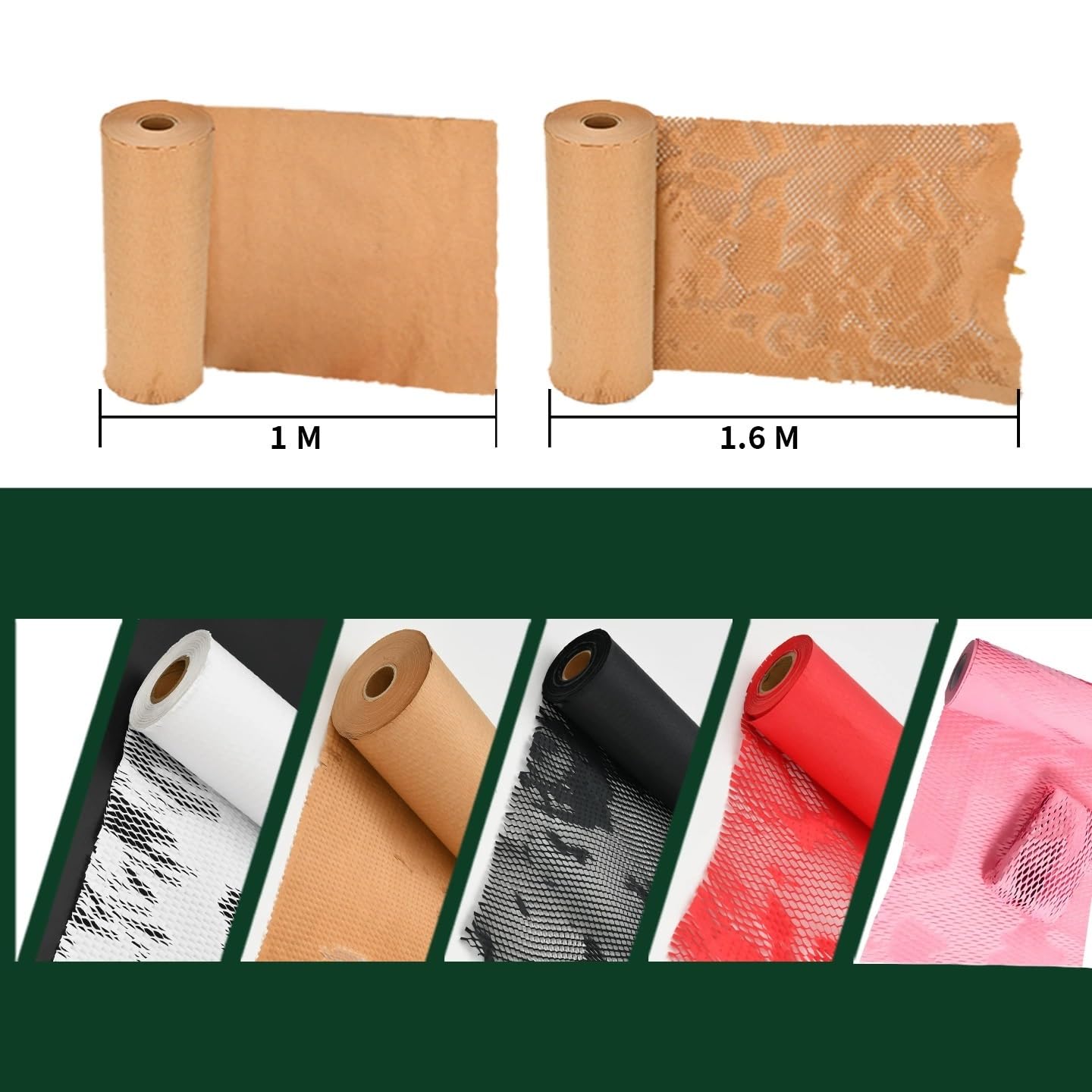 Rollos de papel de embalaje de nido de abeja 30 cm x 10 m - Alternativa ecológica al plástico de burbujas para mudanzas y envíos(Brown,50CM*100m)