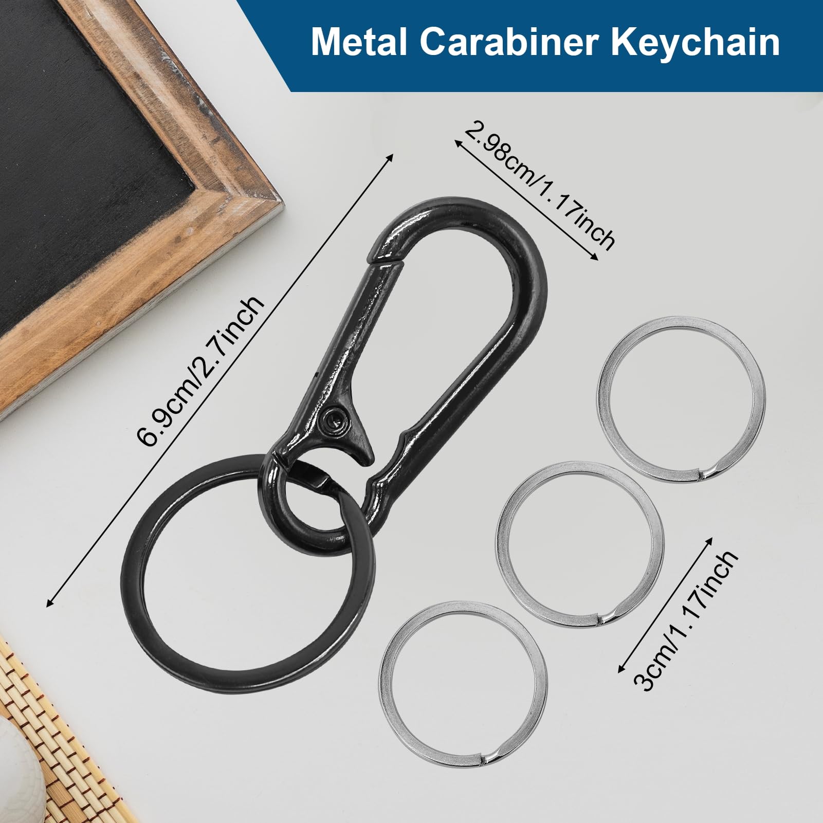 3 Moschettoni Portachiavi In Metallo - Per Chiavi, Zaini O Auto - Piccoli E Resistenti