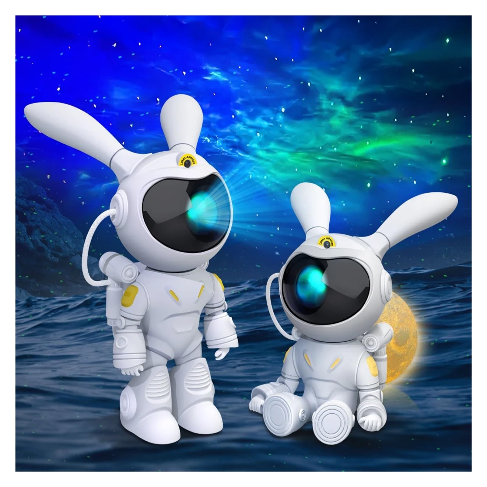 Projektor Galaxy Star LED Lampka Nocna Gwiaździste Niebo Królik Astronauta Projektory Lampa Do Dekoracji Sypialnia Dom Dekoracyjny Prezent Przezroczysty Obrazowanie(Sit NO Ball)