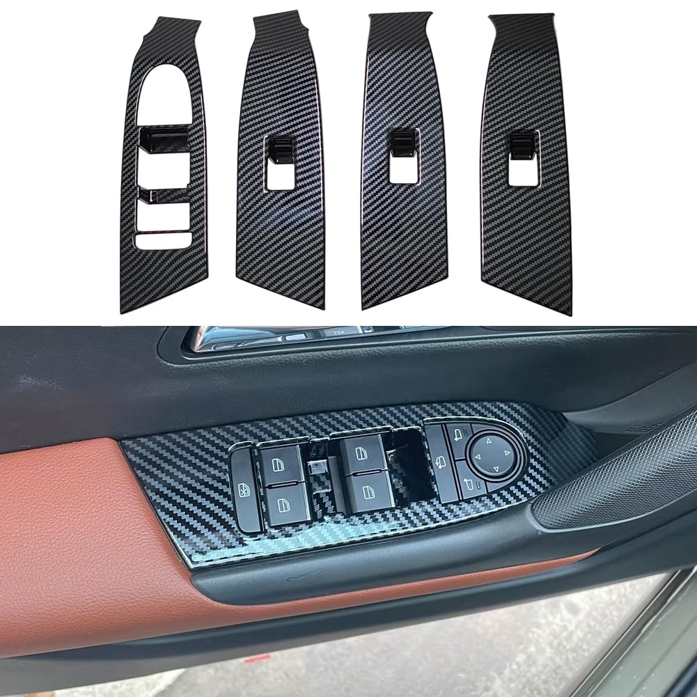 AOKIO Interior Door Window Switch Panel Cover Door Lock Control Button Trim for Mazda CX-50 CX50 Accessories 2023 2024 (Not for CX-5), Carbon Fiber Style