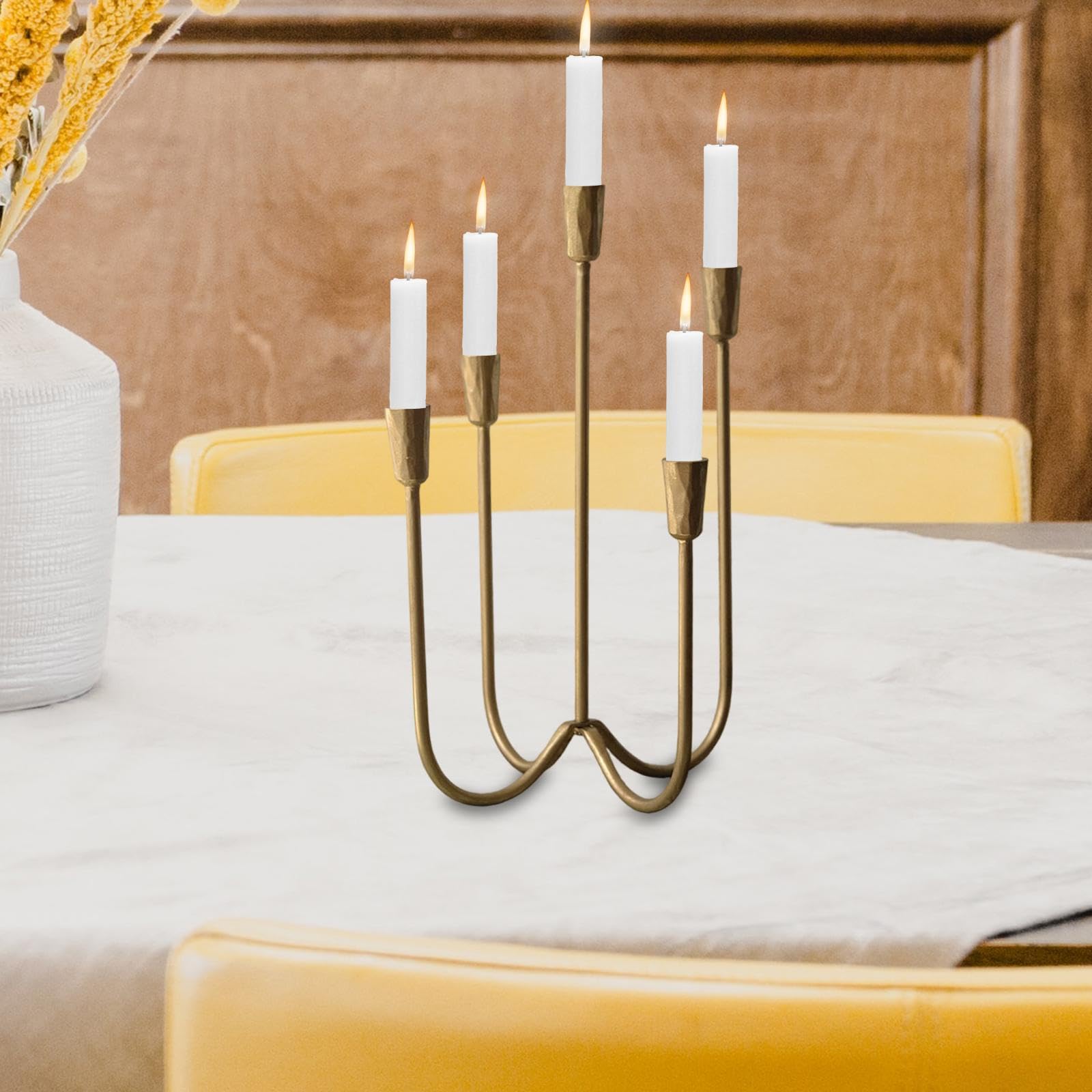 Candelabro Vintage A 5 Bracci Centro Tavolo Metallico