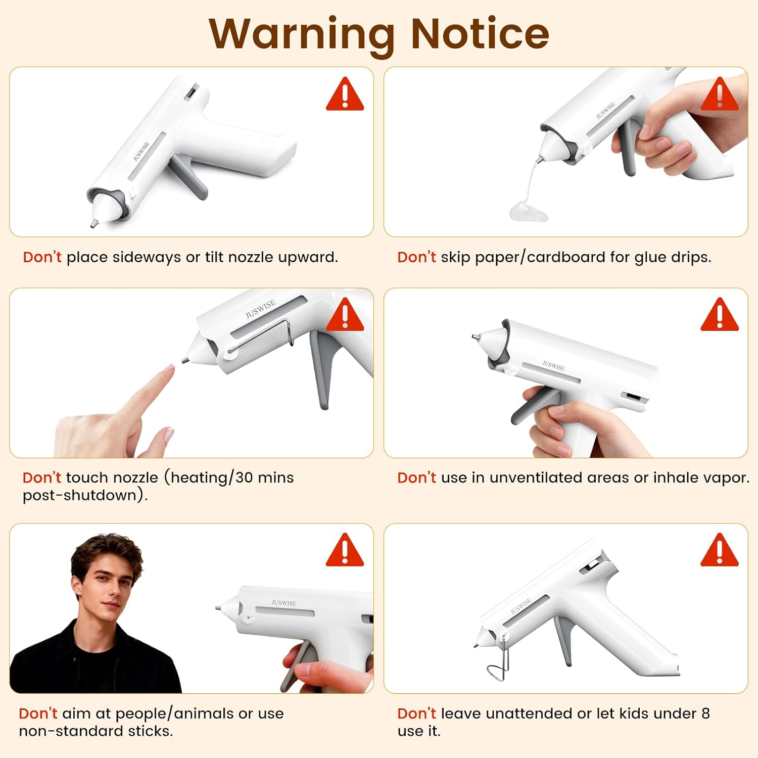 Cordless Hot Glue Gun，Fast Preheating Mini Glue Gun with 20 Sticks Set，2200mAh Built-in Battery, Anti-Scald，Anti-Drip，Smart Power-Off，Metal Base and Stand for DIY, Crafts, Home Repairs，White