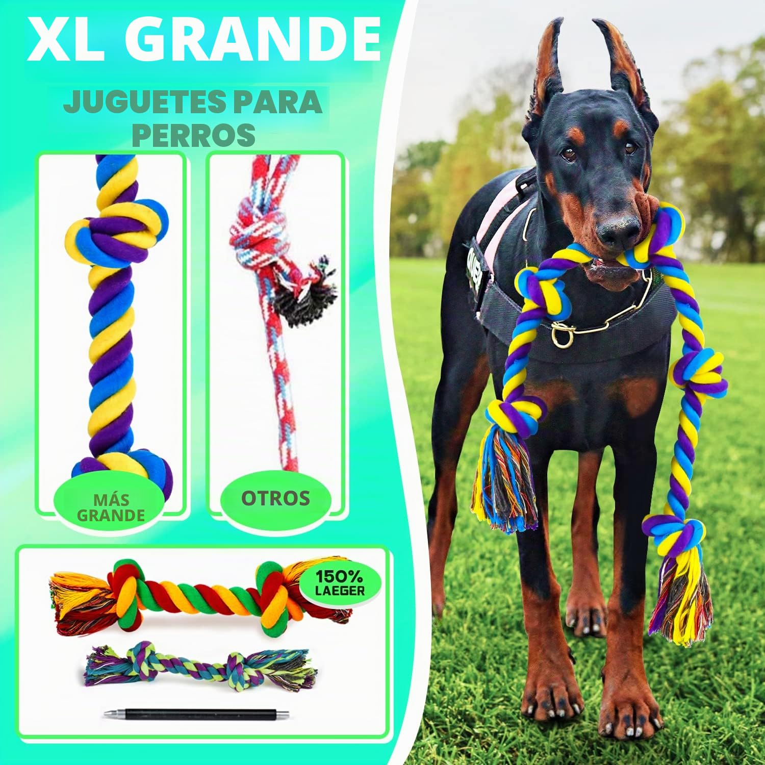 SHARLOVY Juguetes para Masticar Perros XL para masticadores agresivos de Raza Grande, Paquete de 14 Juguetes Resistentes para Perros indestructibles para Masticar agresivos… (14P)