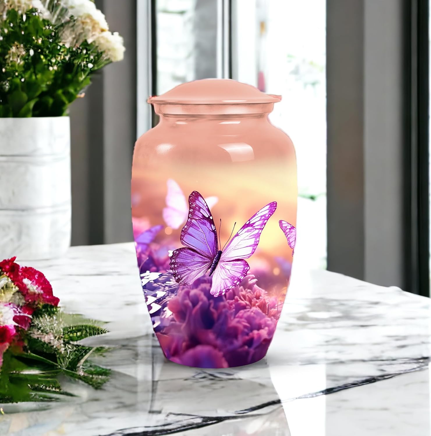 Butterfly Urn - Funeral Urns for Adult Ashes Men - Funeral Urns for Human Ashes - Large Urns for Human Ashes Adult Female - Cremation Urns for Ashes for Women - Cremation Urns (Size-10Inch)