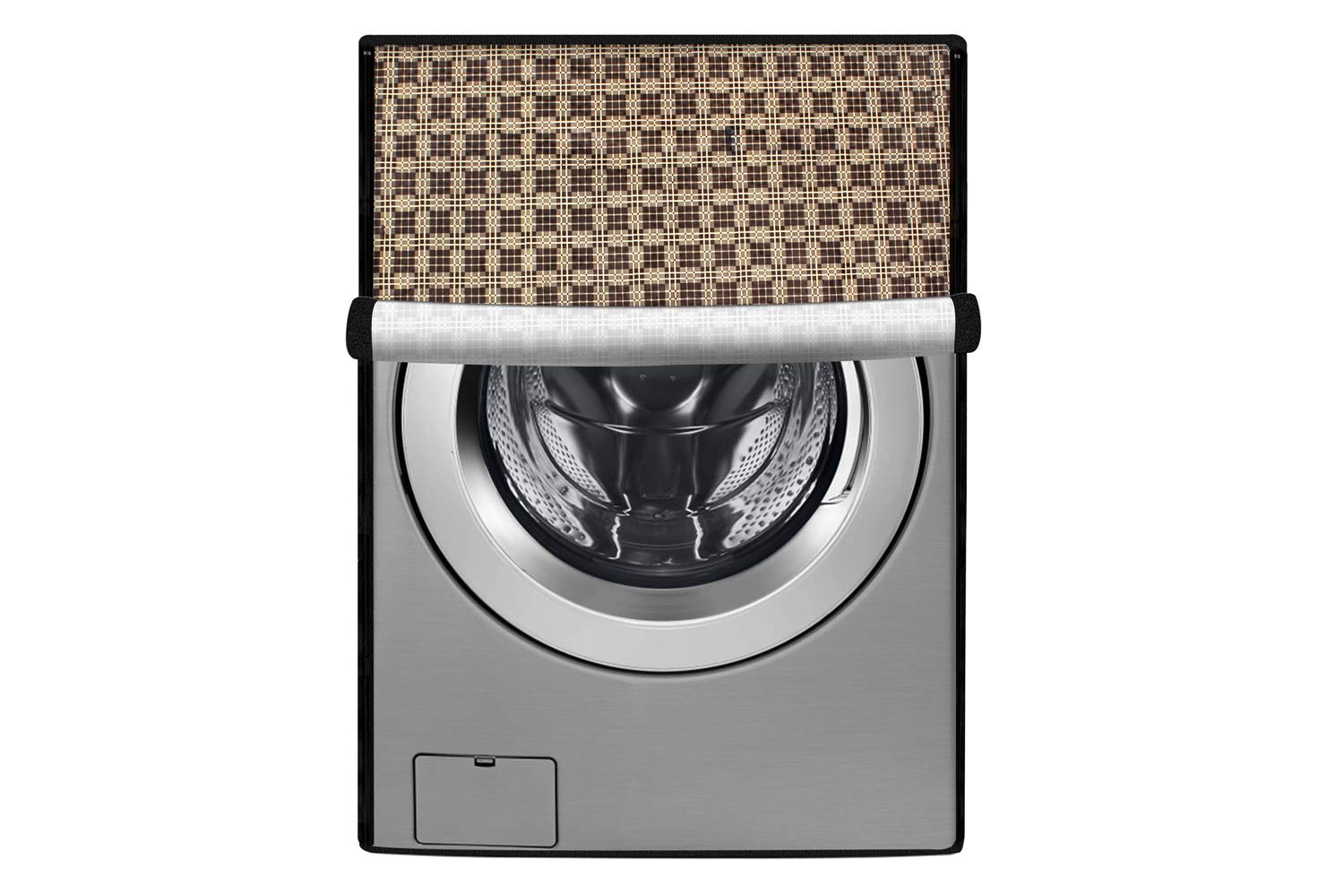 Stylista Washing Machine Cover Compatible for IFB 6 Kg Fully-Automatic Front Loading EVA ZXS Checkered Brown-picture-10