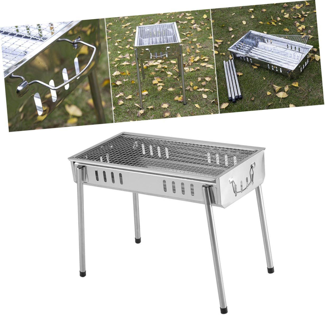 Portable Medium Stainless Steel Charcoal Grill Barbecue Rack Detachable Cooking Grid for Outdoor Camping Fishing Bbq with Compact Easy Assembly Design