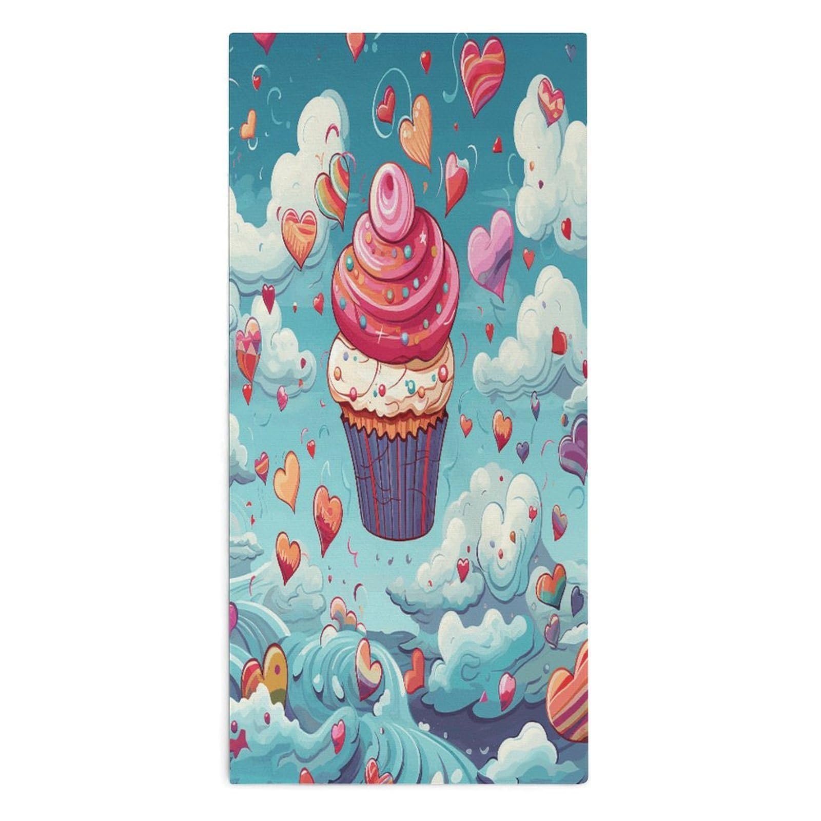 Btcowzrv Style Heart Shape And Clouds Bath Towel Beach Towels Shower Towel