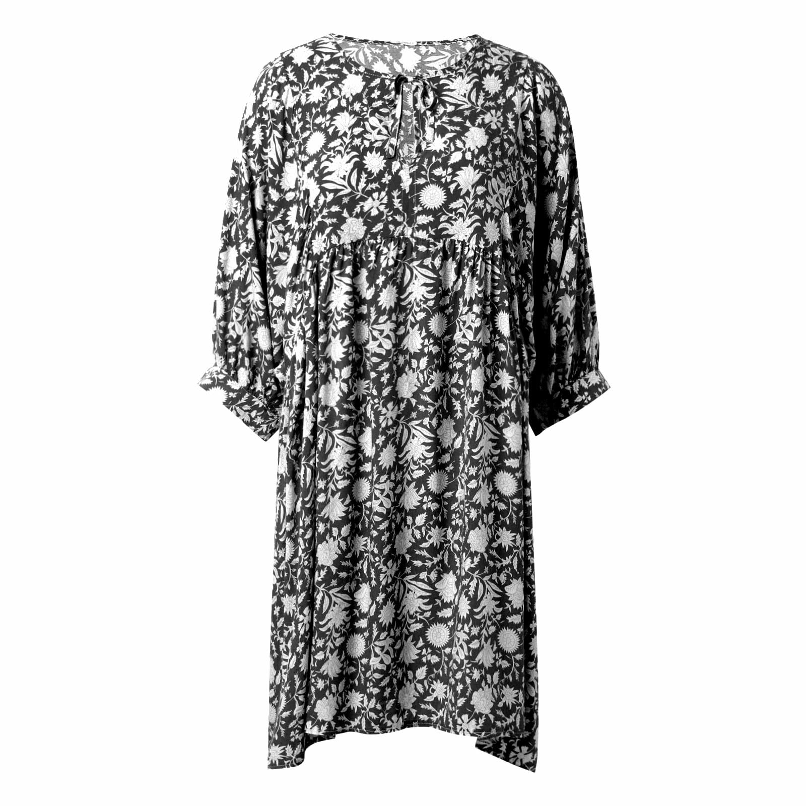 Vestidos Casuales De Verano for Mujer, Vestido Playa Midi Suelto con Mangas Abullonadas Y Estampado Floral, Medio Abierto