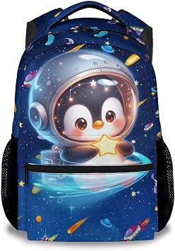 Kids Bookbag - Penguin Backpacks for Girls Boys - Planet Backpack for Kids Toddler - Gifts for Daughter Son - School Bag for Kindergarten/Preschool/Elementary17 Inch