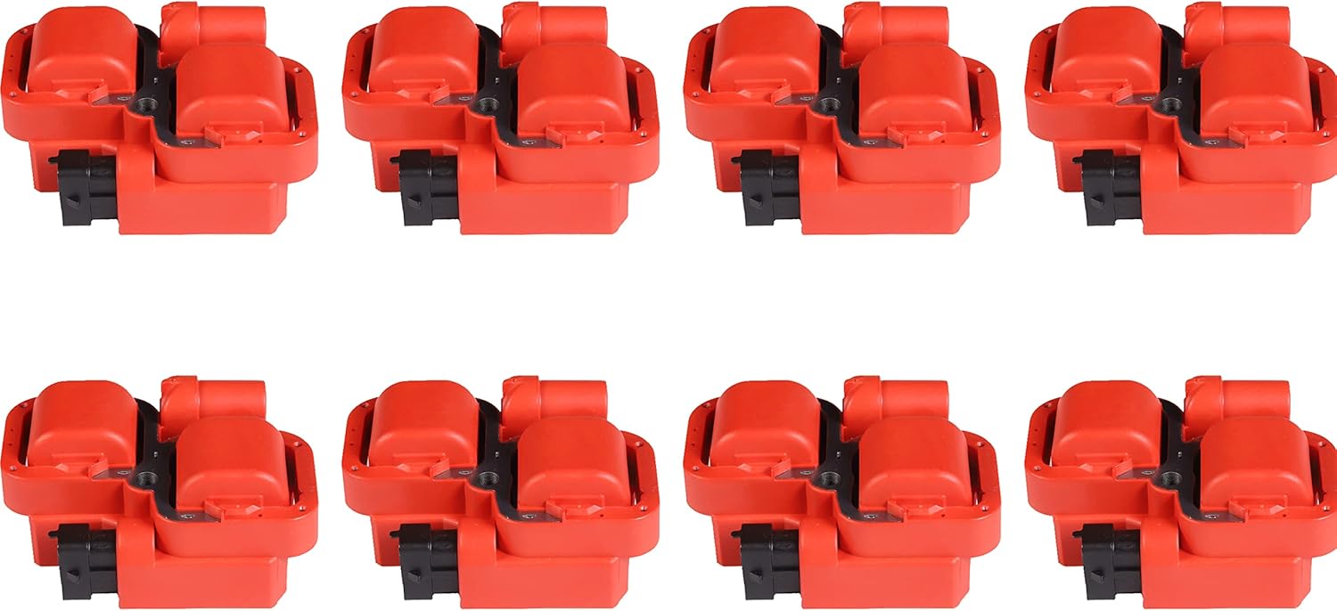 ENA Set of 8 Red Ignition Coil Pack Compatible with Mercedes-Benz E320 E430 E500 CLK320 CL500 C320 C280 C43 C55 G500 G55 ML500 ML55 R500 S430 S500 AMG and More Replacement for UF359 0001587303