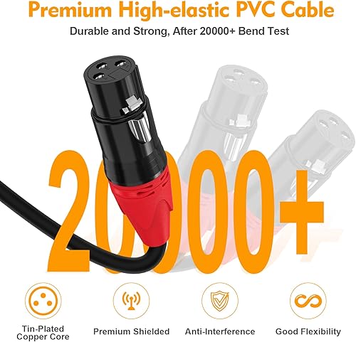Miniatura 4 de HOSONGIN Cable de audio profesional XLR a RCA de 10 pies, conductores de alta pureza, diseño de reducción de ruido, resistente al desgaste,